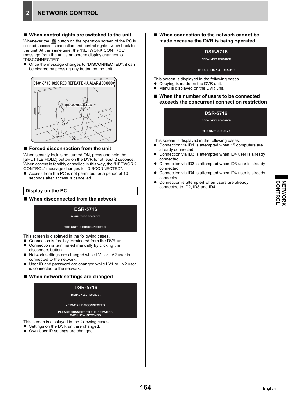 Network control 2 | Sanyo DSR-5716P User Manual | Page 165 / 236