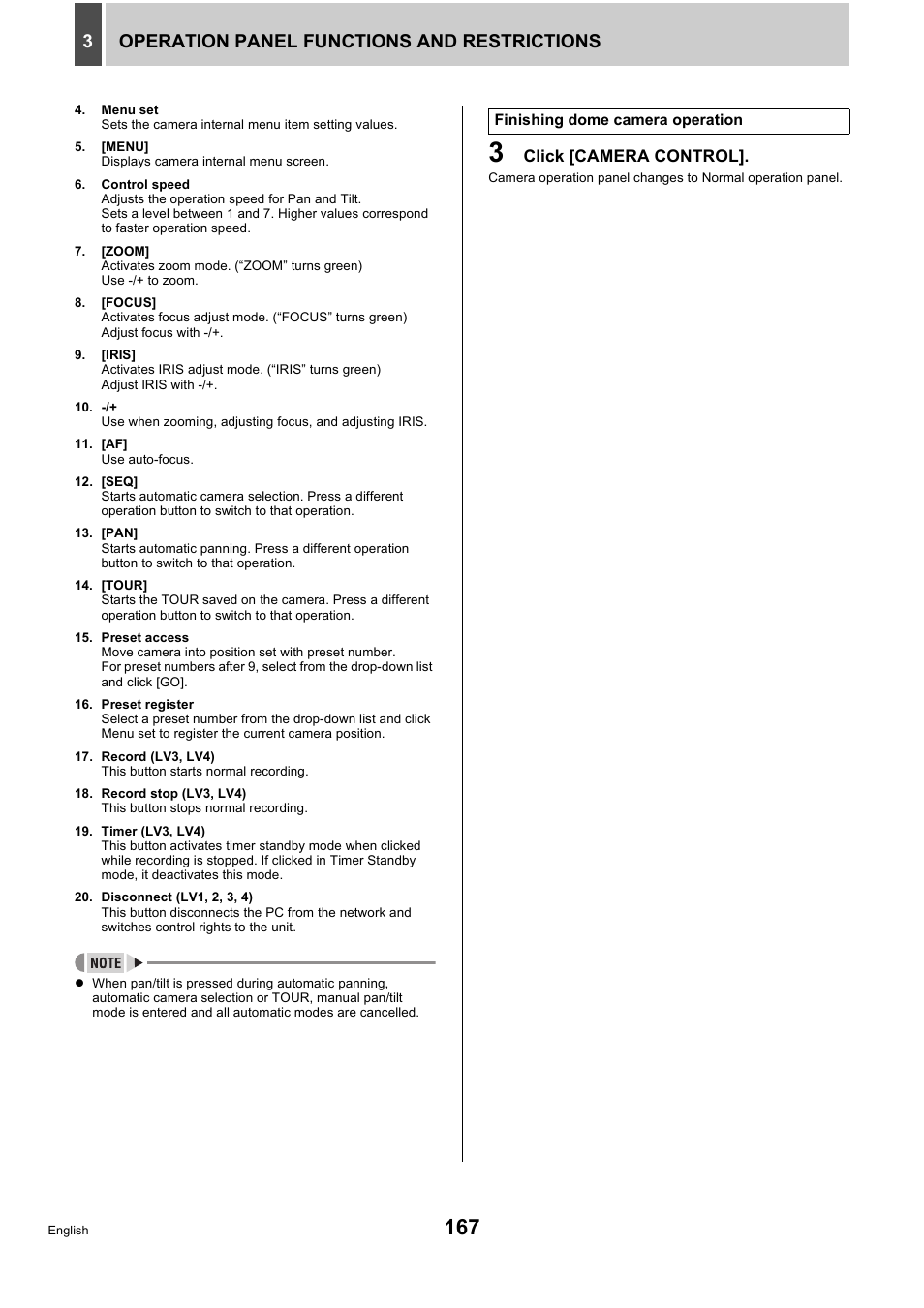 Operation panel functions and restrictions 3 | Sanyo DSR-5716P User Manual | Page 168 / 236