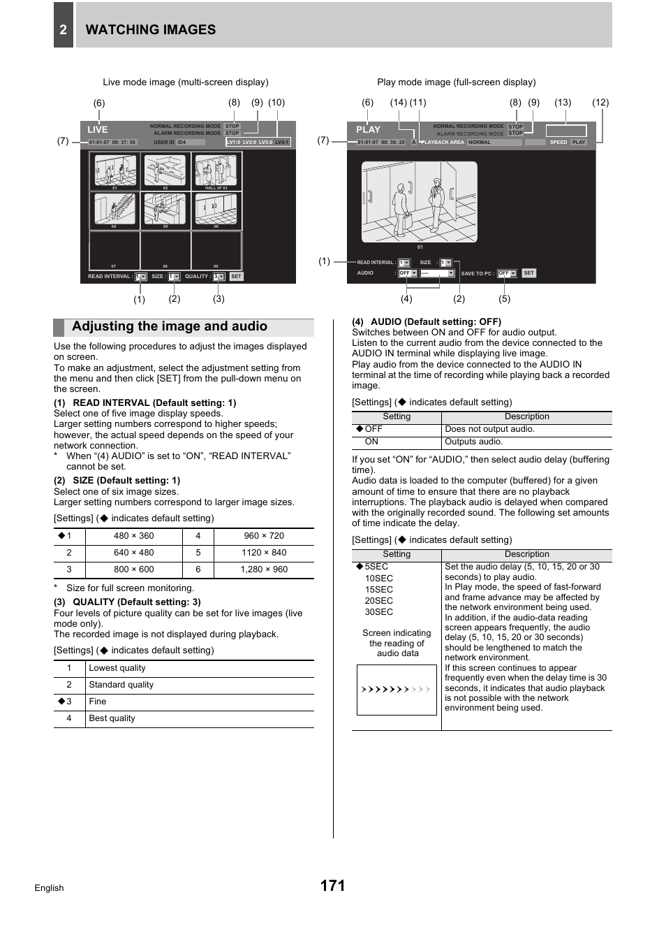 Watching images 2, Adjusting the image and audio | Sanyo DSR-5716P User Manual | Page 172 / 236