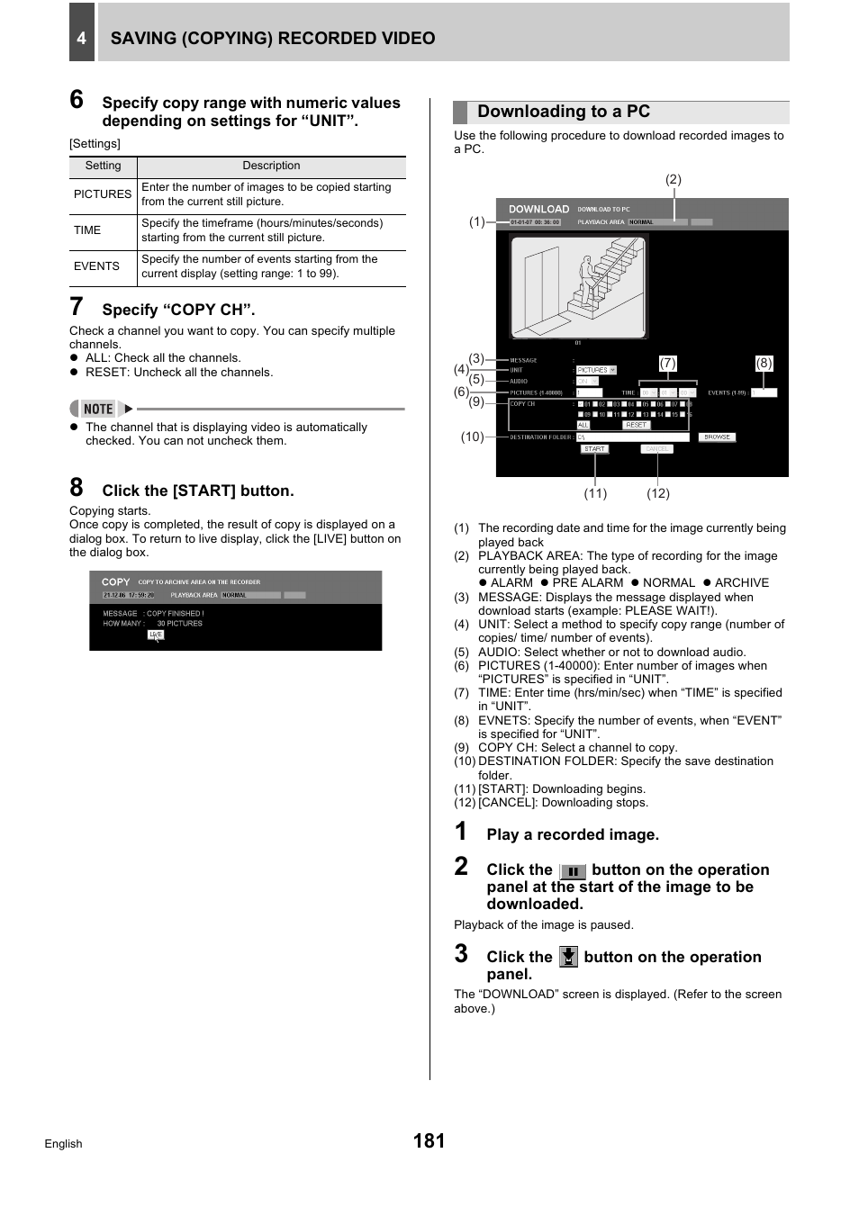 Saving (copying) recorded video 4, Downloading to a pc | Sanyo DSR-5716P User Manual | Page 182 / 236