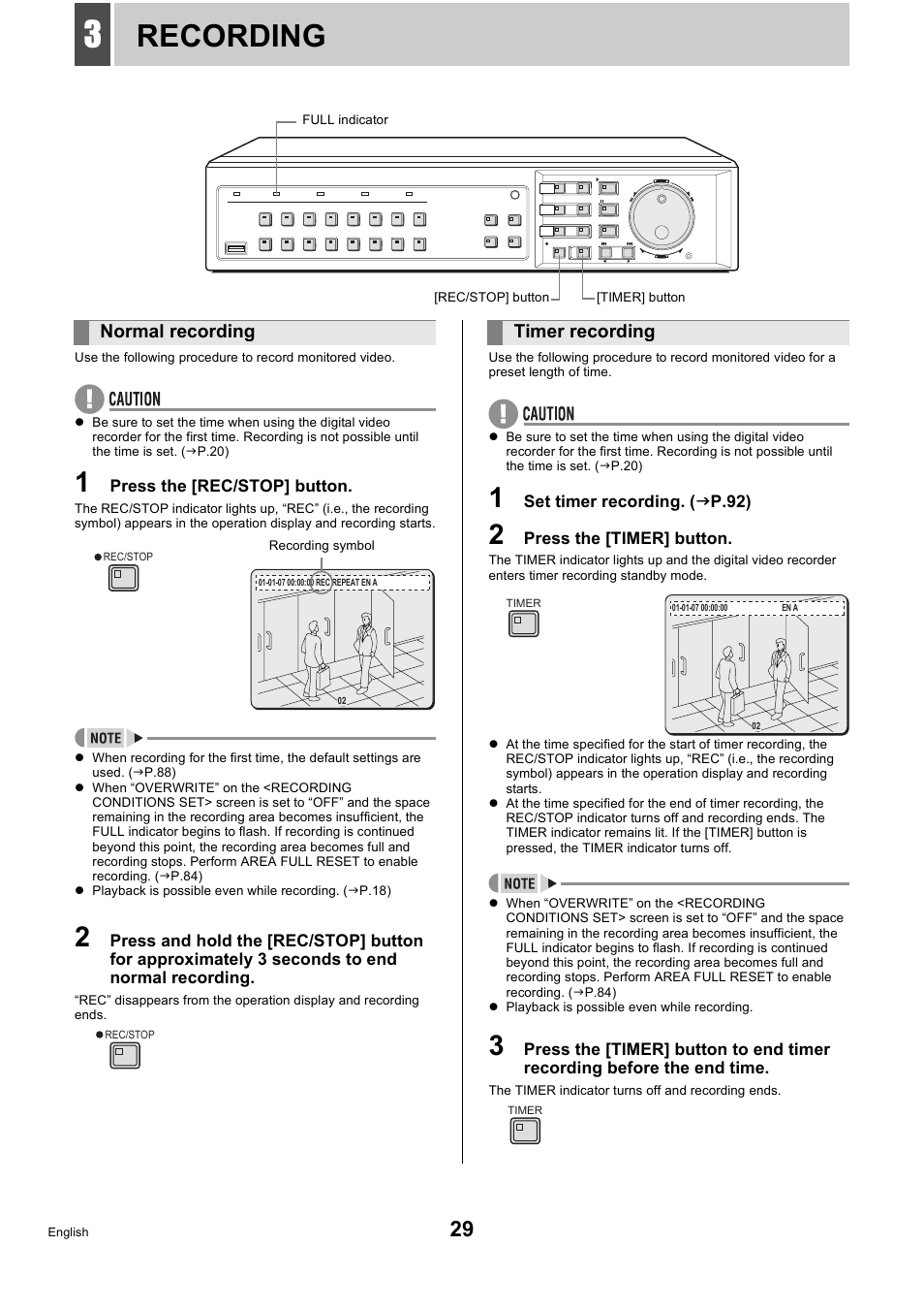 Recording, Normal recording, Timer recording | Sanyo DSR-5716P User Manual | Page 30 / 236