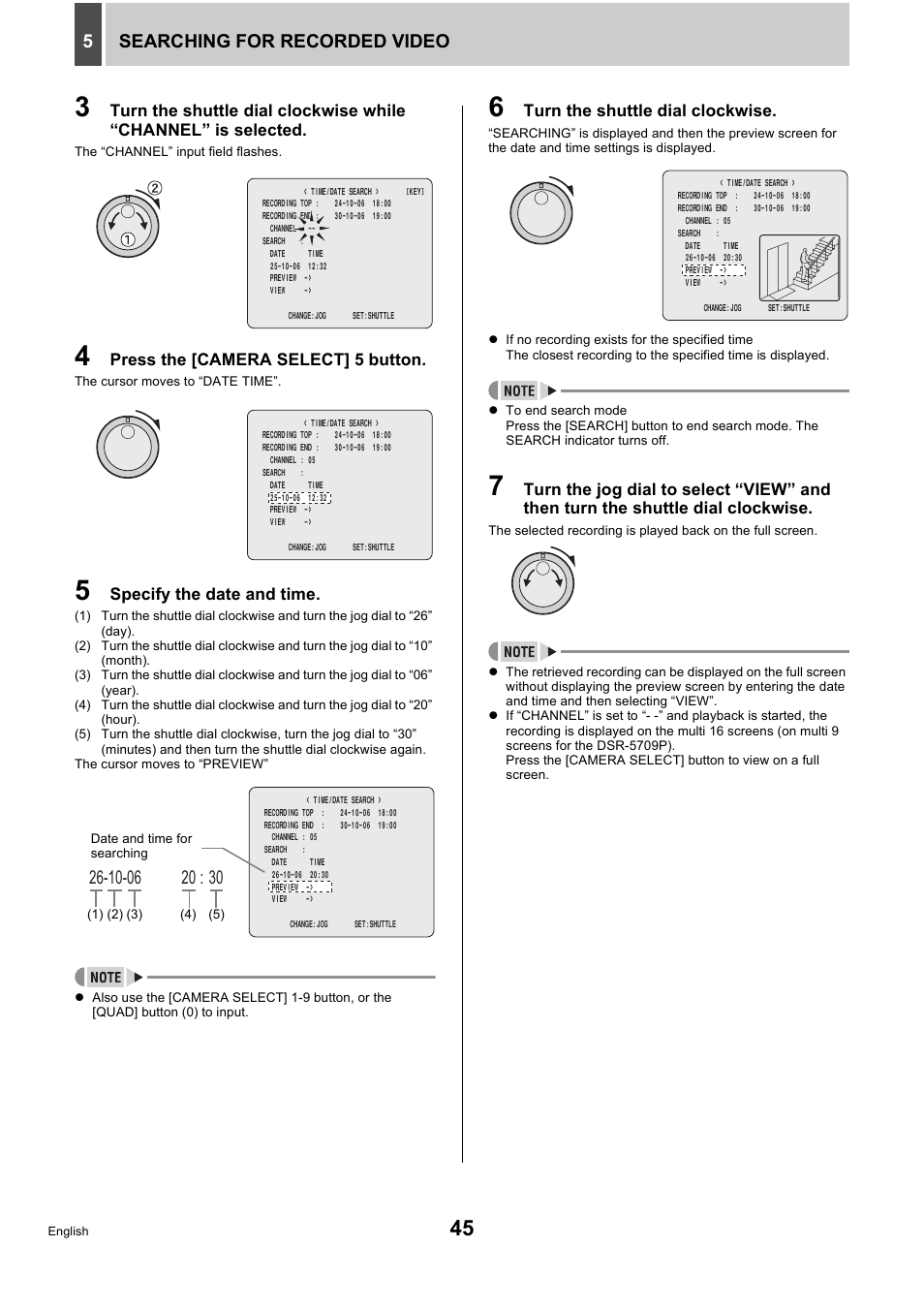 Searching for recorded video 5 | Sanyo DSR-5716P User Manual | Page 46 / 236