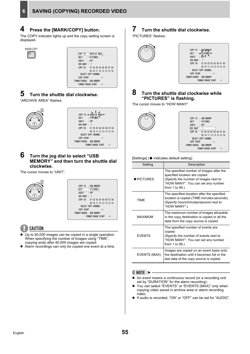 Saving (copying) recorded video 6 | Sanyo DSR-5716P User Manual | Page 56 / 236