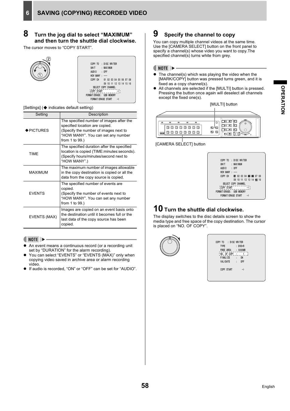 Saving (copying) recorded video 6 | Sanyo DSR-5716P User Manual | Page 59 / 236