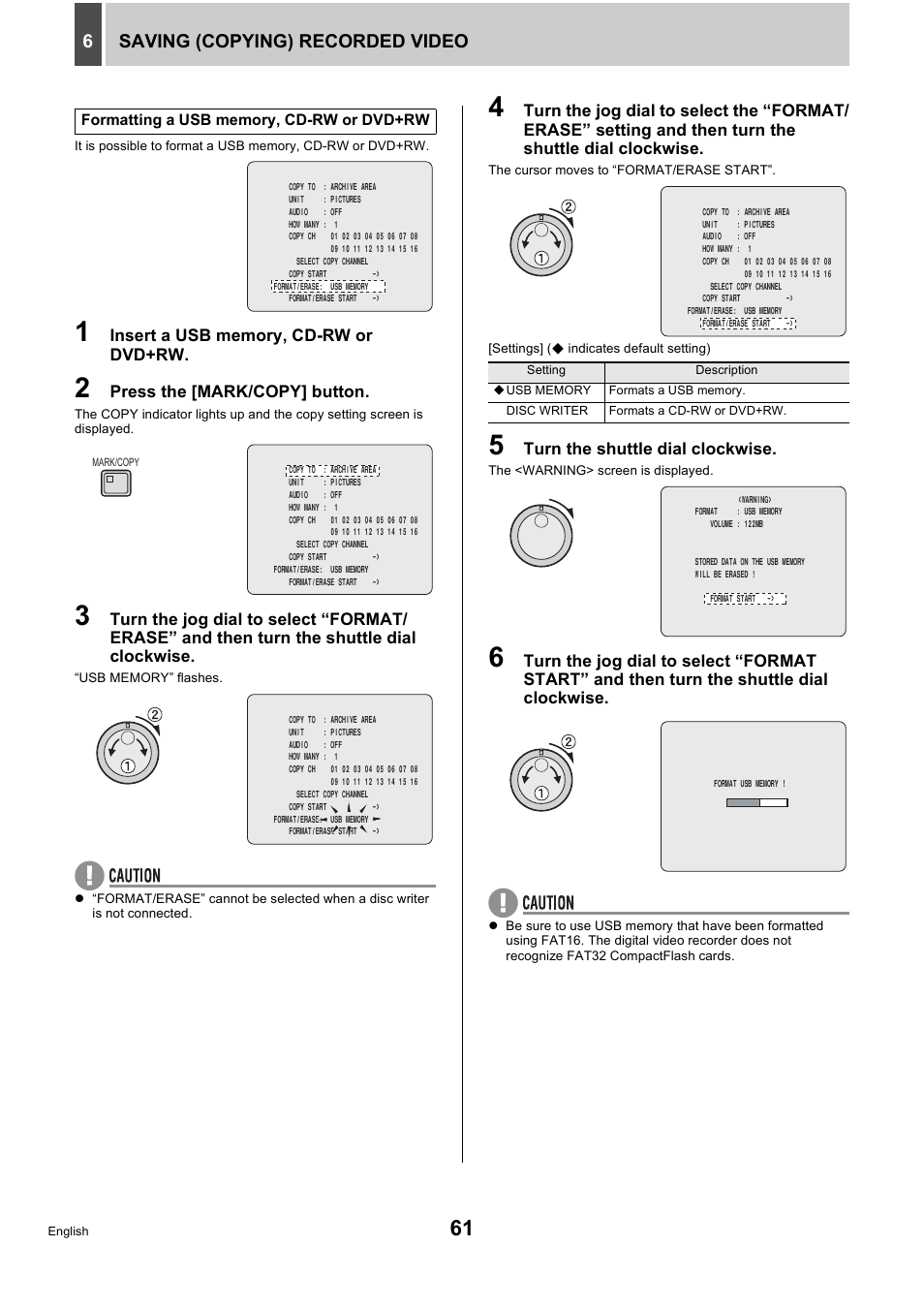 Saving (copying) recorded video 6 | Sanyo DSR-5716P User Manual | Page 62 / 236