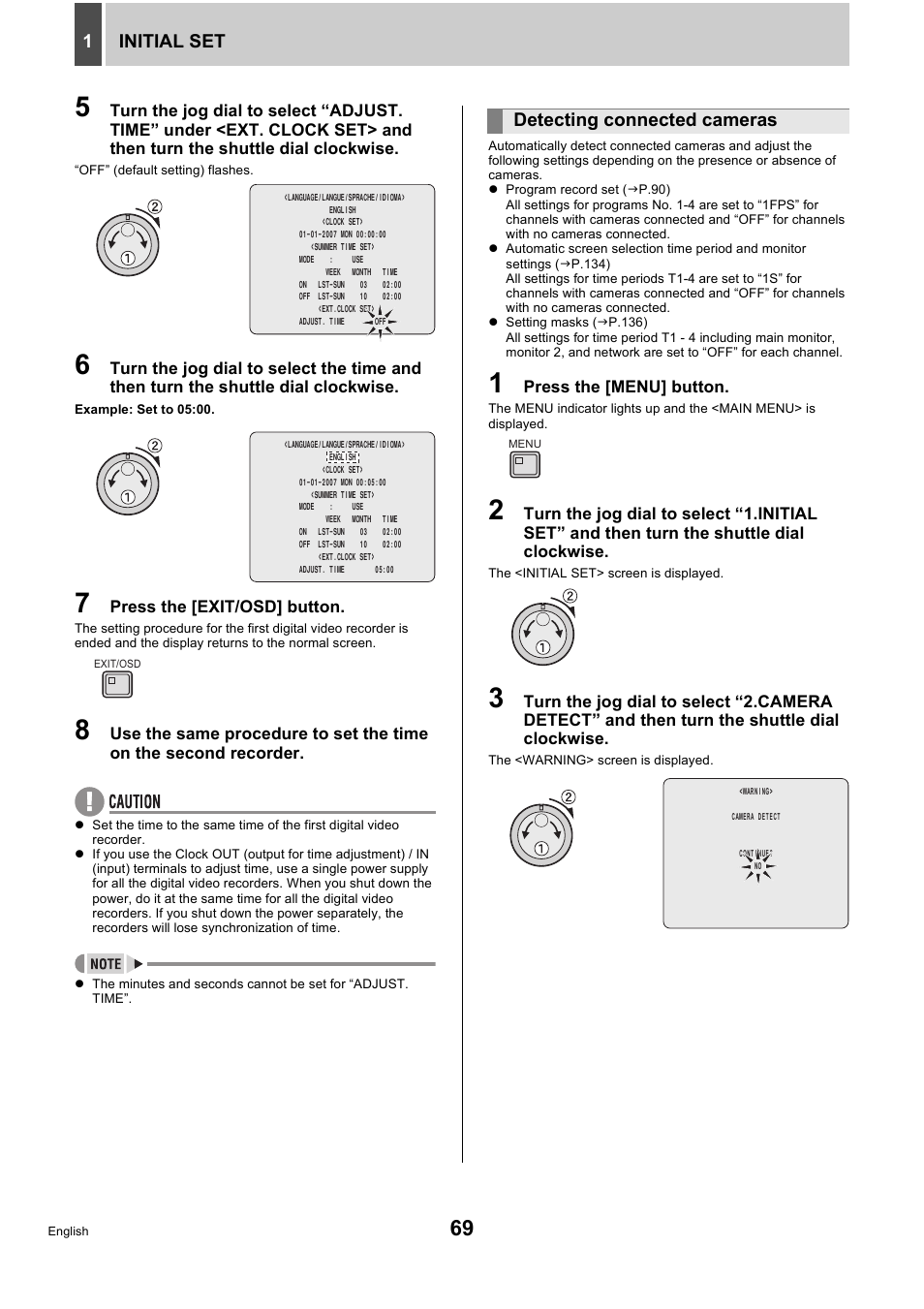 Initial set 1, Detecting connected cameras | Sanyo DSR-5716P User Manual | Page 70 / 236