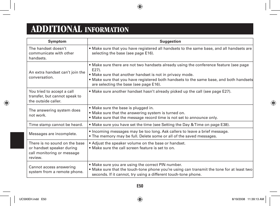 Additional, Information | Sanyo CAS-D6325 User Manual | Page 52 / 61