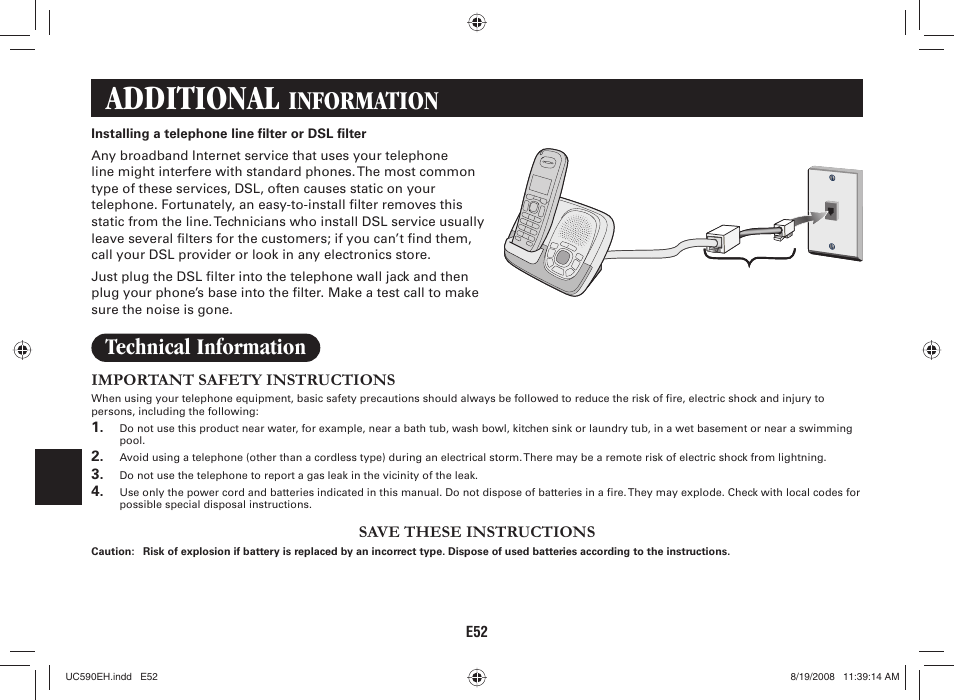 Additional, Information, Technical information | Sanyo CAS-D6325 User Manual | Page 54 / 61