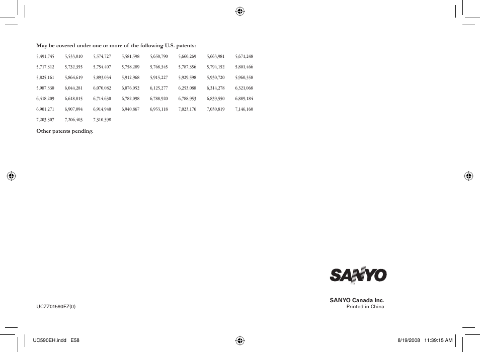 Sanyo CAS-D6325 User Manual | Page 60 / 61