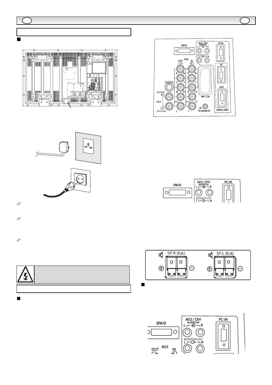 Anschluss, Schritt : 1 netzanschluss, Schritt : 2 anschlüsse | Verwendung der audio-ausgangsbuchsen | Sanyo CE42LE1 User Manual | Page 24 / 64