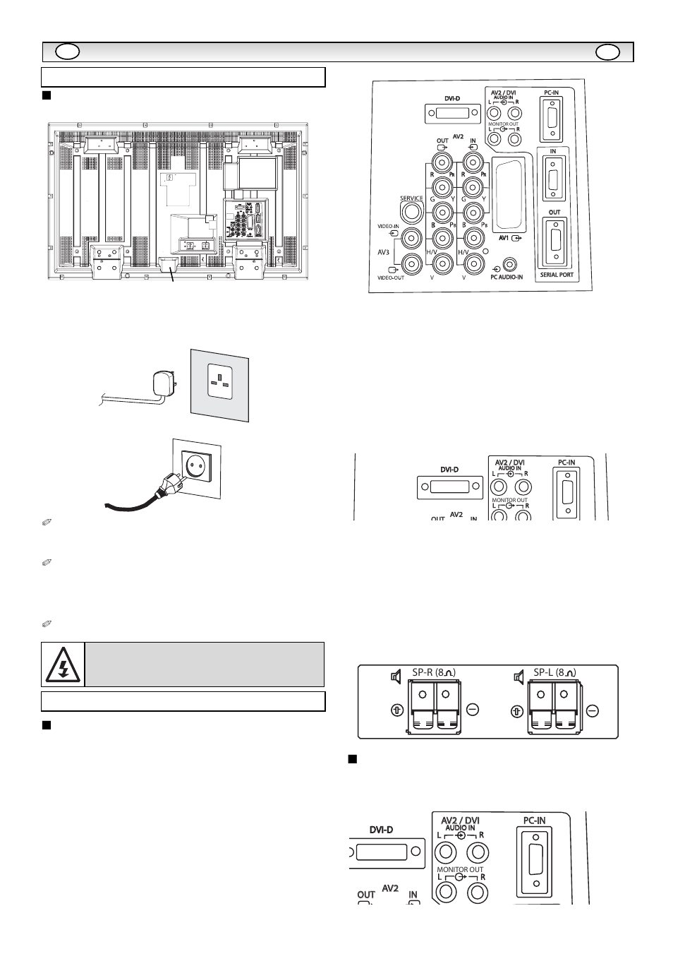 Inst, Inst allazione allazione, Uso dei jack per l’output audio | Passaggio 1: connessioni, Passaggio 2: connessioni, Essenziale), Connettore ca | Sanyo CE42LE1 User Manual | Page 44 / 64