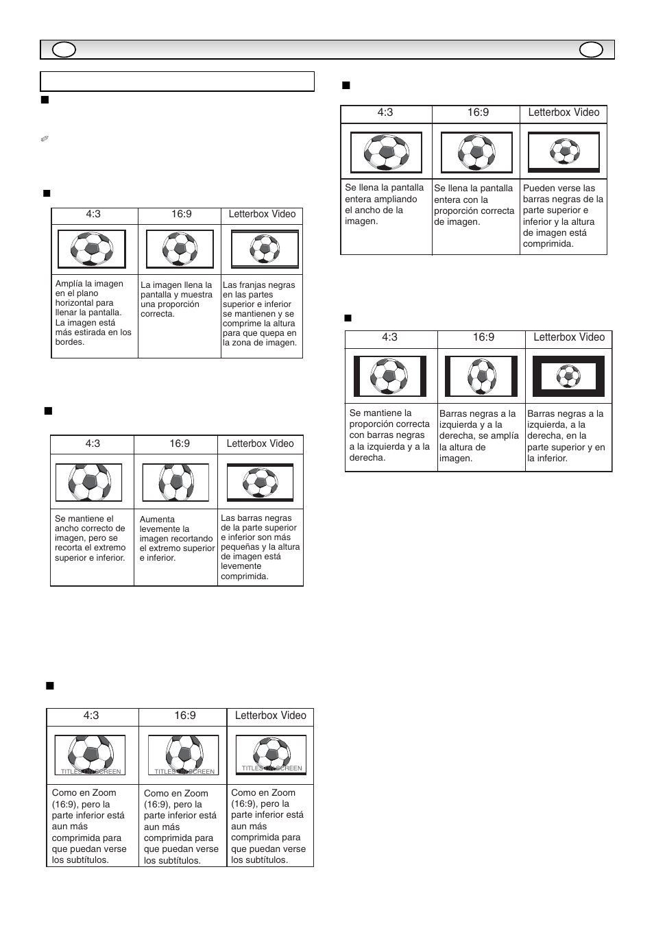 Funcionamient, Funcionamient o o, Selección del tamaño de imagen | Sanyo CE42LE1 User Manual | Page 59 / 64