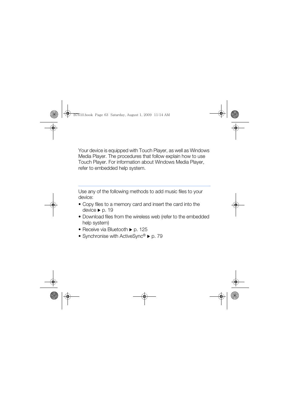 Touch player, Add music files to your device | Sanyo GH68-24473A User Manual | Page 64 / 158