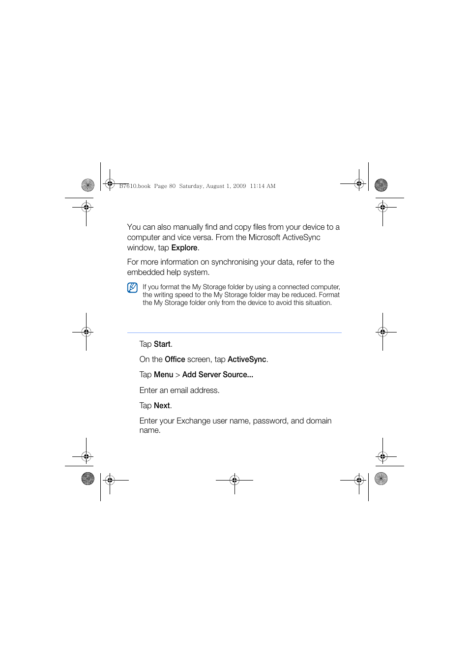 Add an exchange server | Sanyo GH68-24473A User Manual | Page 81 / 158