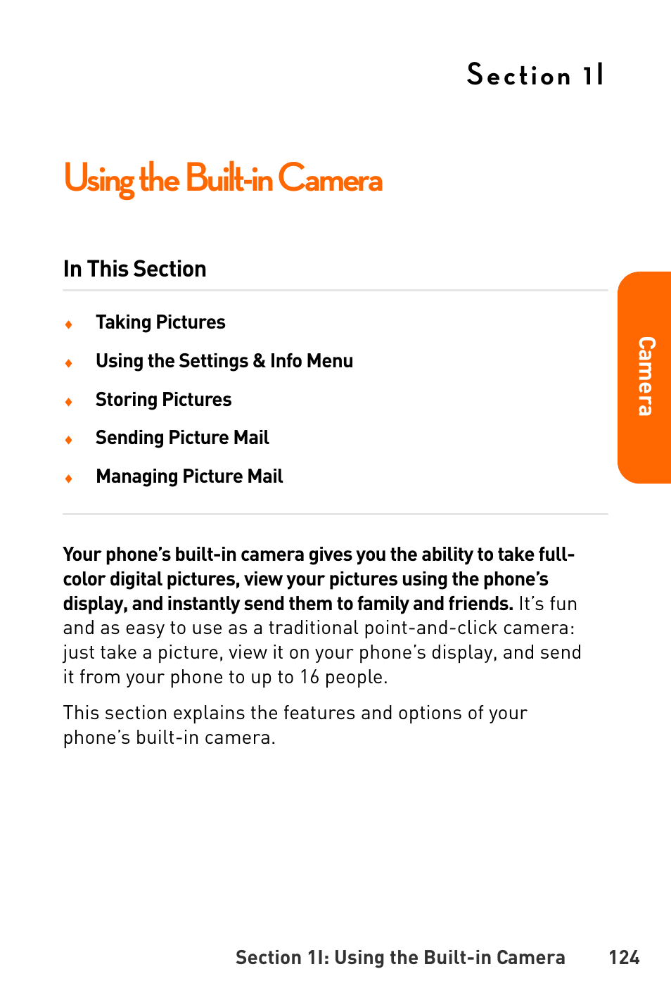 Using the built-in camera, 1i. using the built-in camera, Cam e ra | Sanyo Katana User Manual | Page 137 / 216