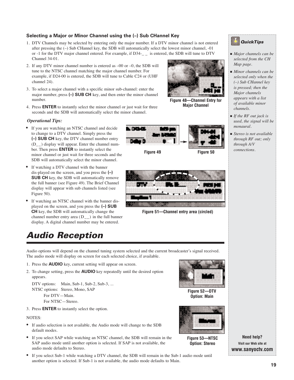 Audio reception | Sanyo DIR-2000 User Manual | Page 19 / 24