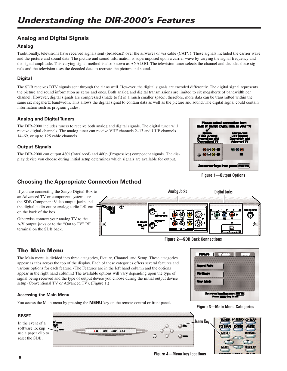 Understanding the dir-2000’s features | Sanyo DIR-2000 User Manual | Page 6 / 24