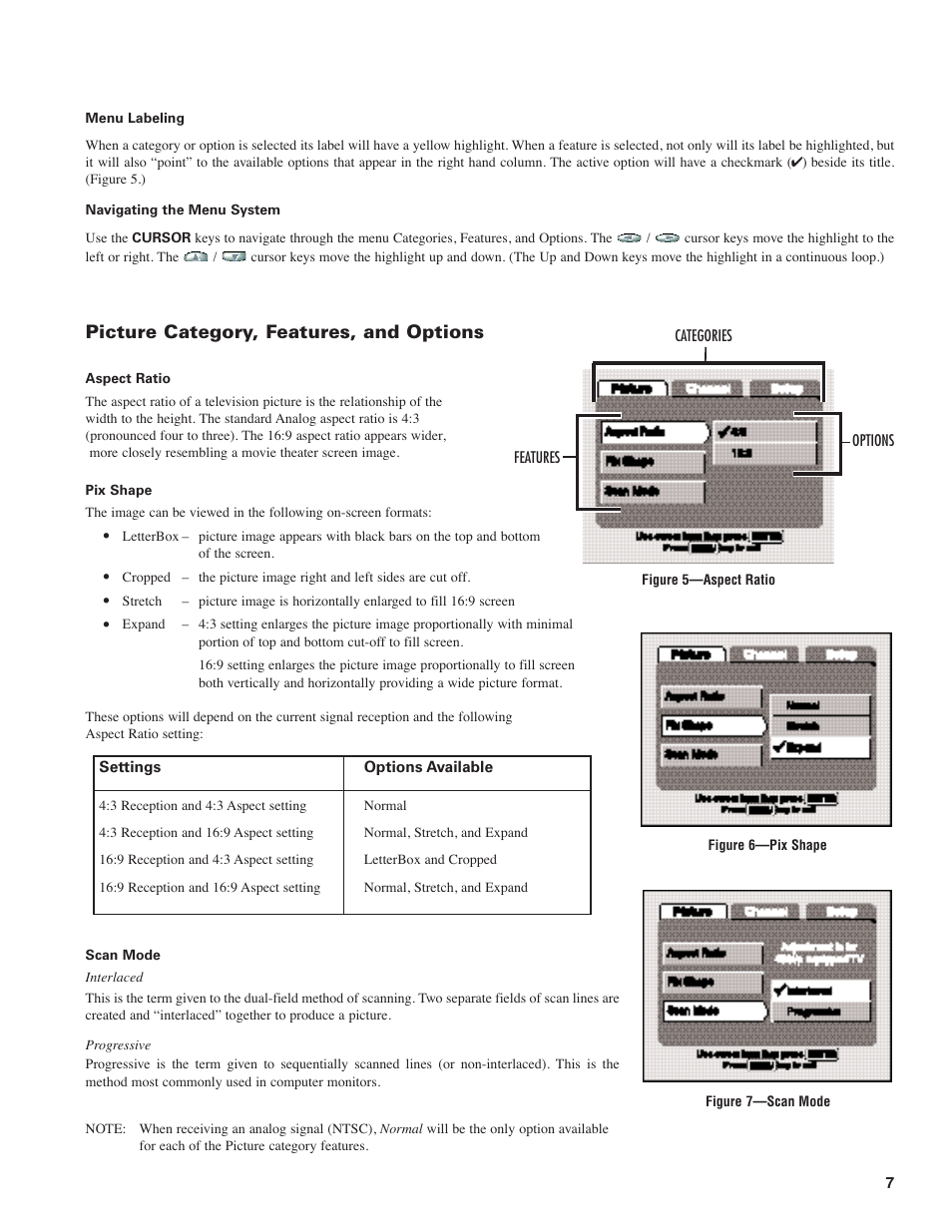Picture category, features, and options | Sanyo DIR-2000 User Manual | Page 7 / 24