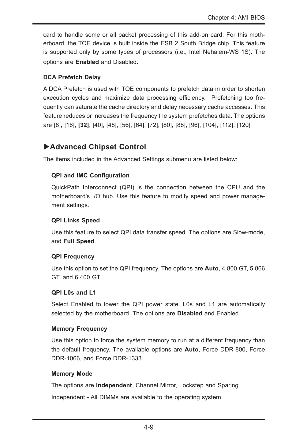 Advanced chipset control | SUPER MICRO Computer X8STE User Manual | Page 75 / 103