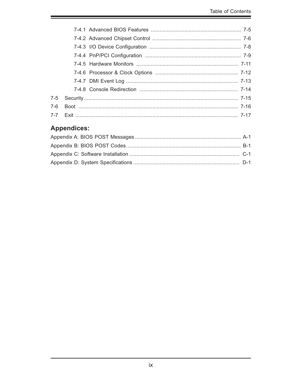 Appendices | SUPER MICRO Computer 5014C-MF User Manual | Page 9 / 112