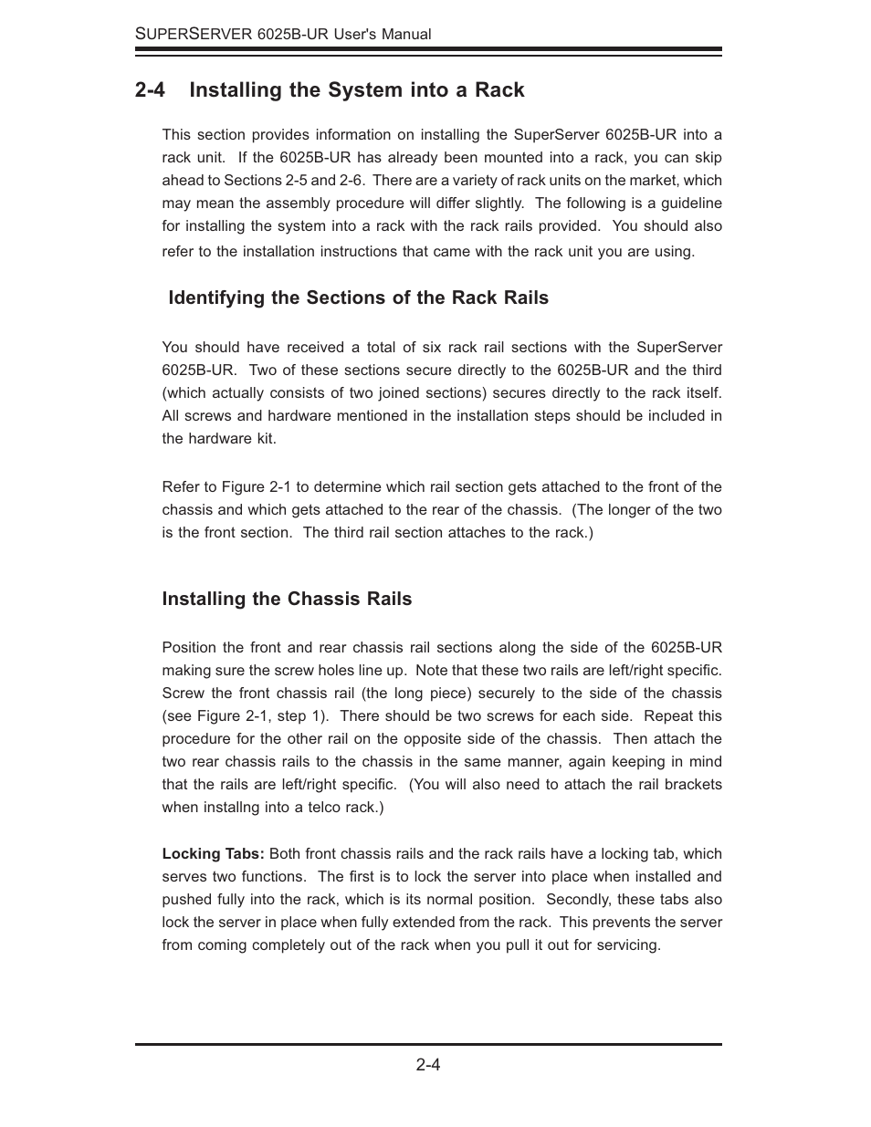 4 installing the system into a rack | SUPER MICRO Computer 6025B-UR User Manual | Page 20 / 122