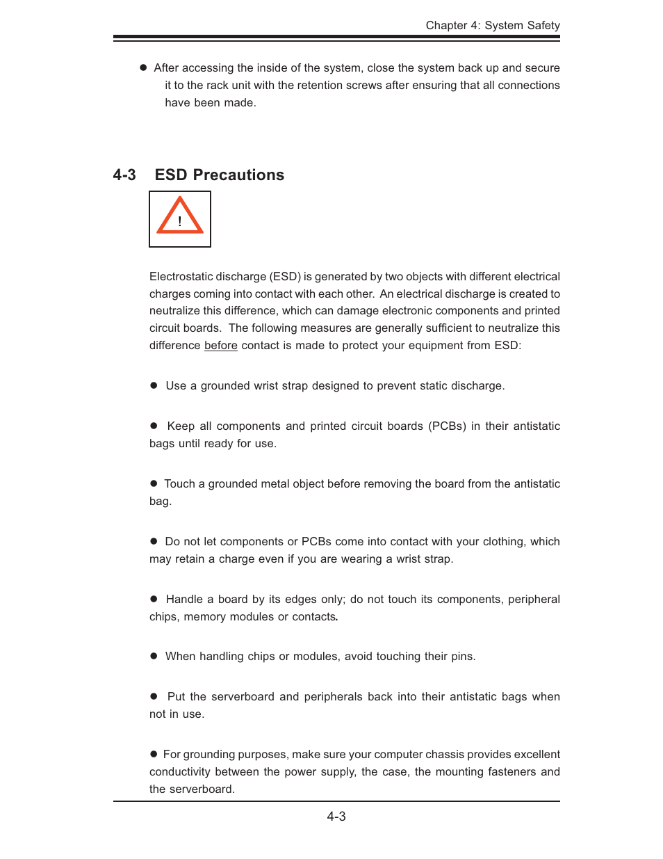 3 esd precautions | SUPER MICRO Computer 6025B-UR User Manual | Page 33 / 122