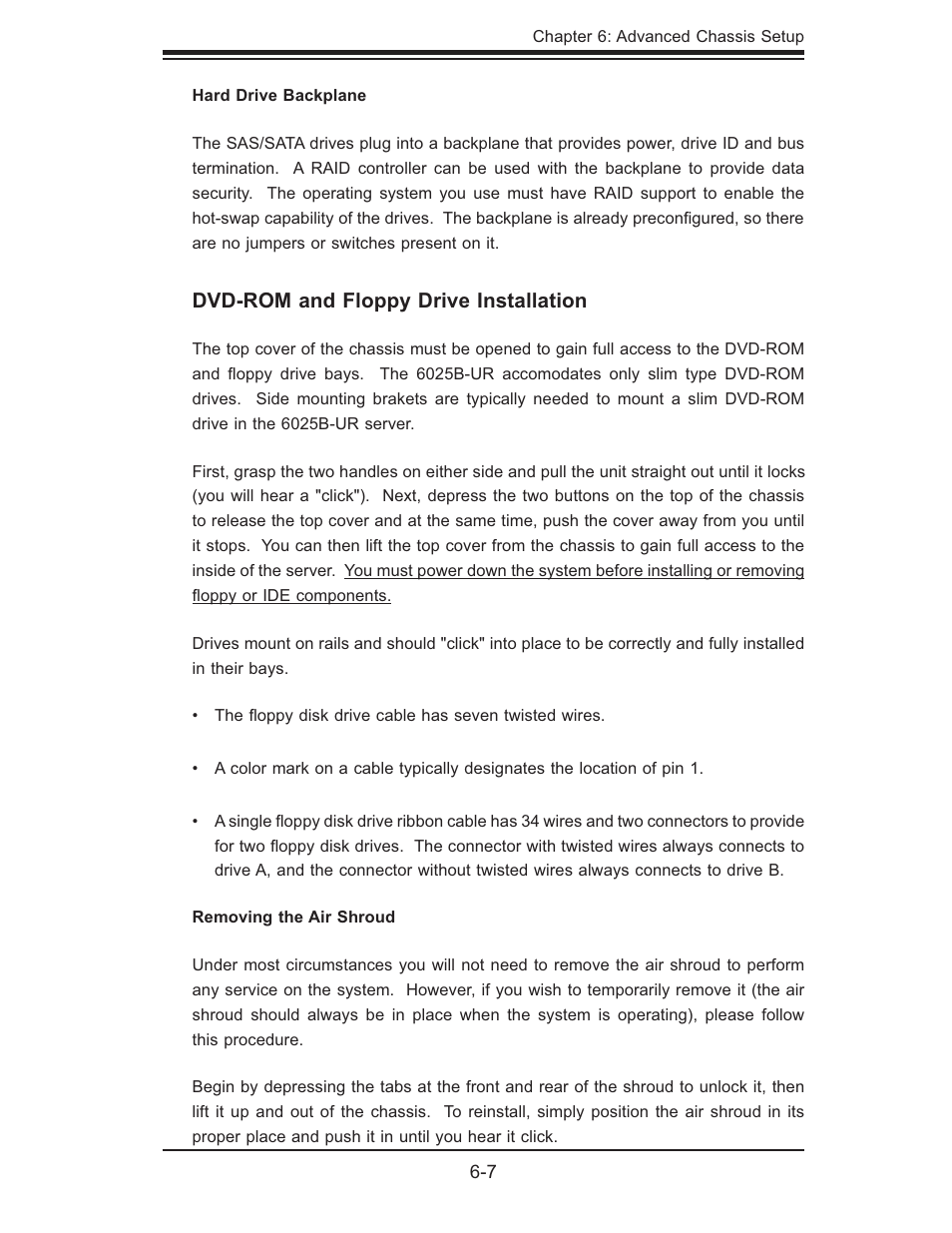 Dvd-rom and floppy drive installation | SUPER MICRO Computer 6025B-UR User Manual | Page 65 / 122