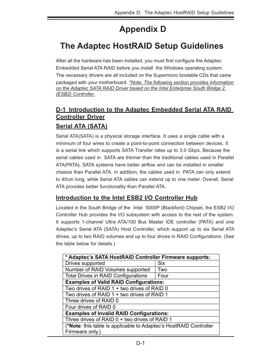 Appendix d the adaptec hostraid setup guidelines | SUPER MICRO Computer SUPER X7DB8 User Manual | Page 107 / 130