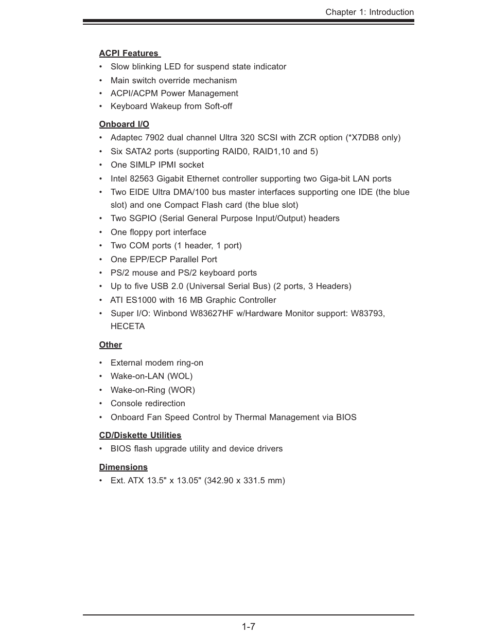 SUPER MICRO Computer SUPER X7DB8 User Manual | Page 13 / 130