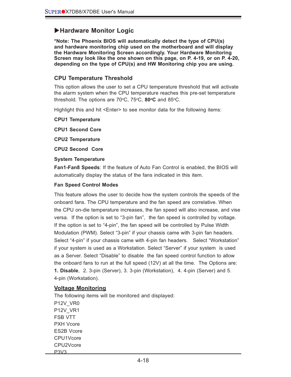 Hardware monitor logic | SUPER MICRO Computer SUPER X7DB8 User Manual | Page 76 / 130