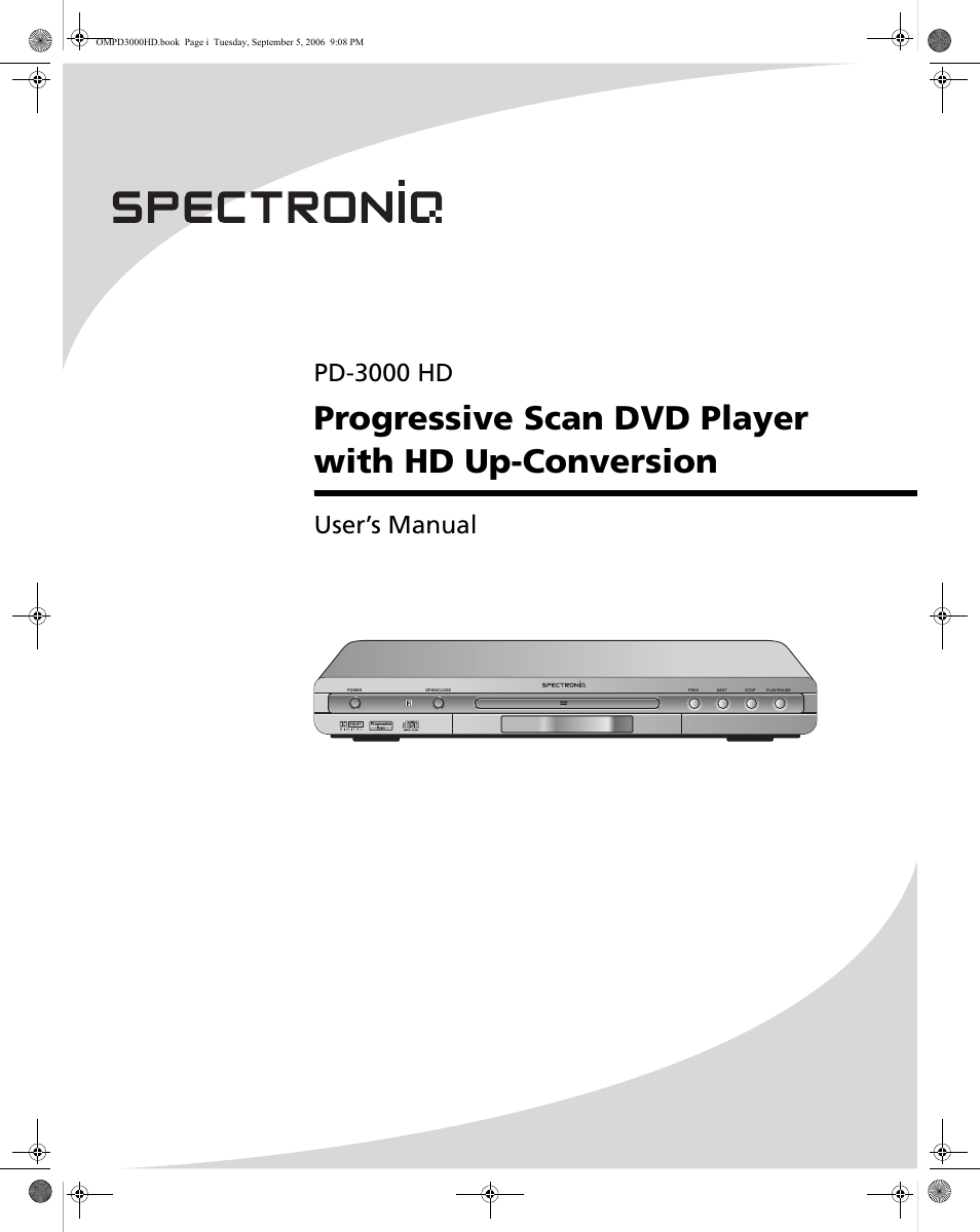 SpectronIQ PD-3000HD User Manual | 40 pages