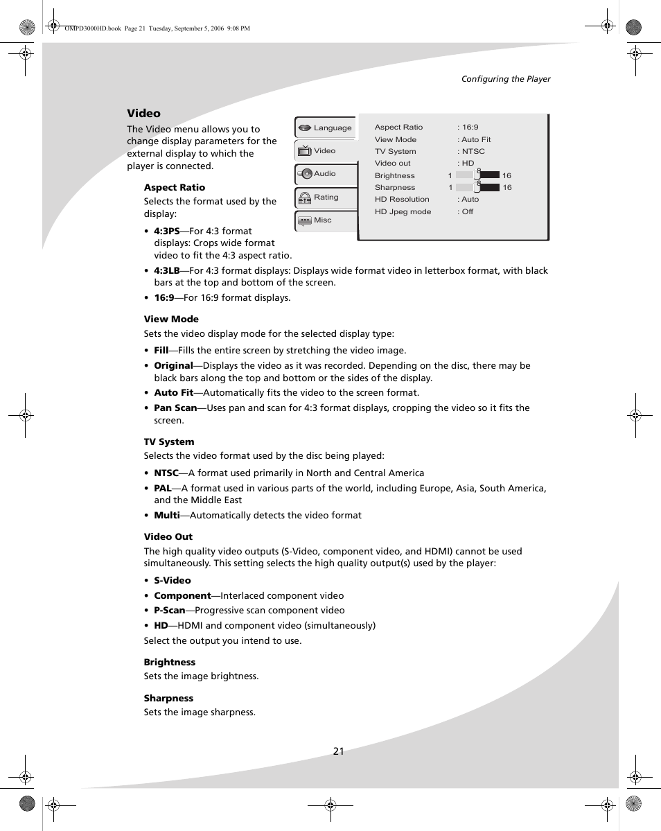 Video | SpectronIQ PD-3000HD User Manual | Page 29 / 40