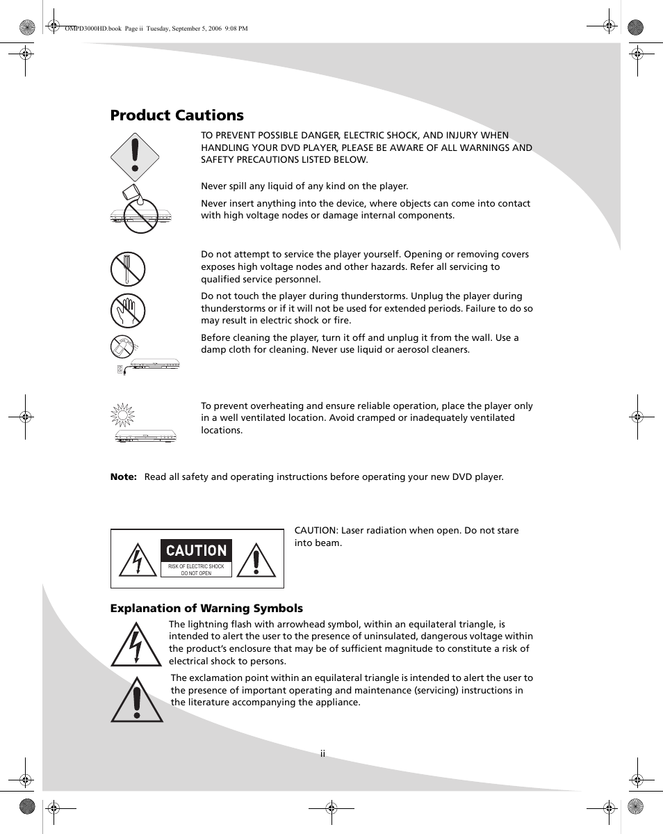 Product cautions | SpectronIQ PD-3000HD User Manual | Page 4 / 40