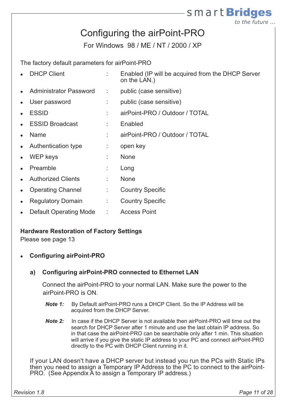 Configuring the airpoint-pro | SmartBridges airPoint Pro Series User Manual | Page 11 / 28
