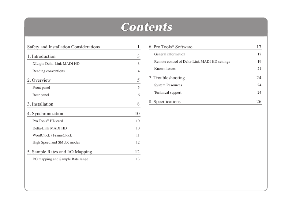 Introduction, Xlogic delta-link madi hd, Cco on ntteen nttss | Solid State Logic XLogic Delta LINK MADI HD User Manual | Page 3 / 32