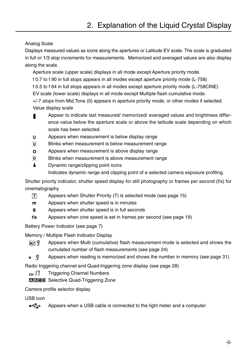 Explanation of the liquid crystal display, English | Sekonic L-758DR User Manual | Page 11 / 68