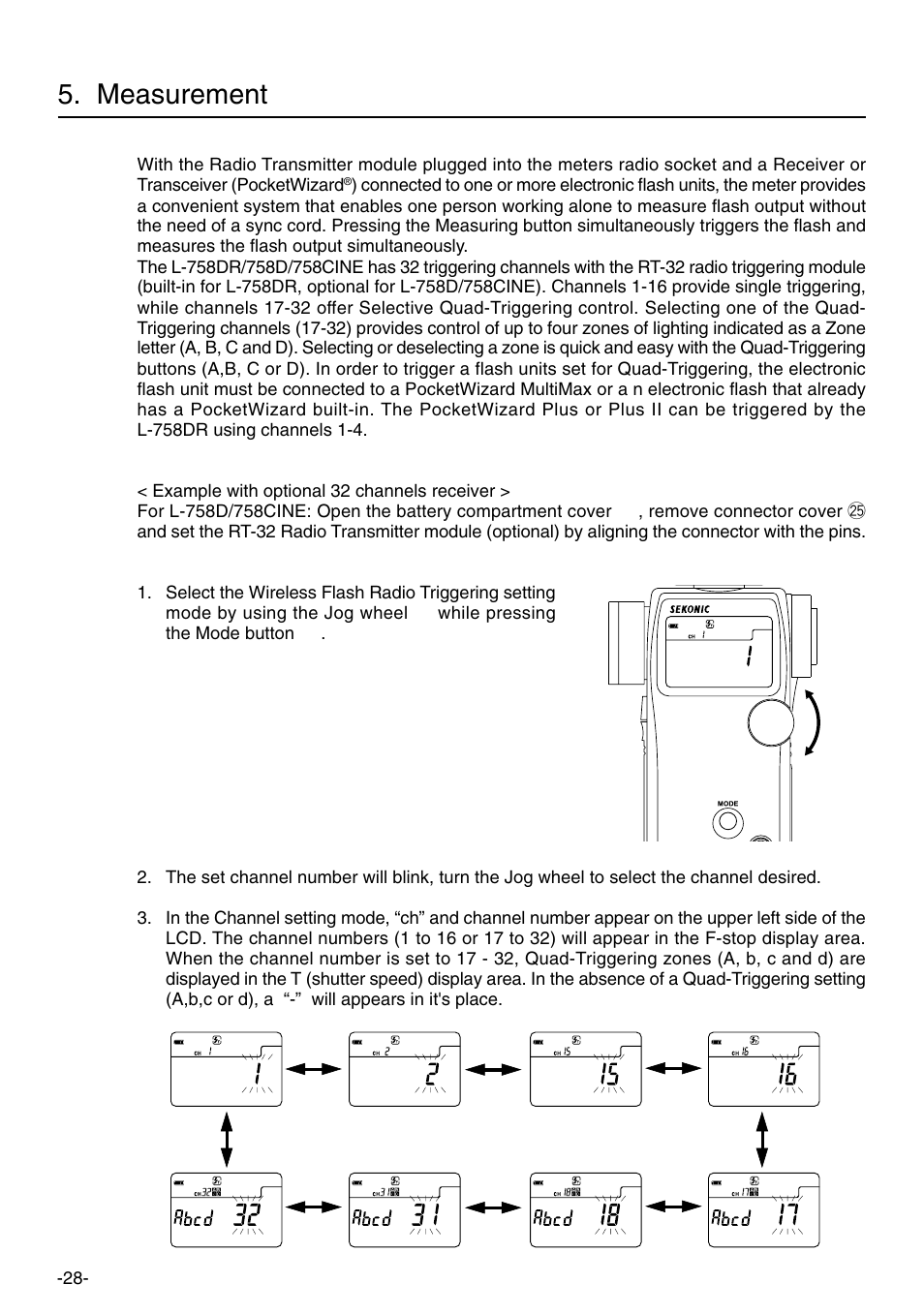 Measurement | Sekonic L-758DR User Manual | Page 34 / 68
