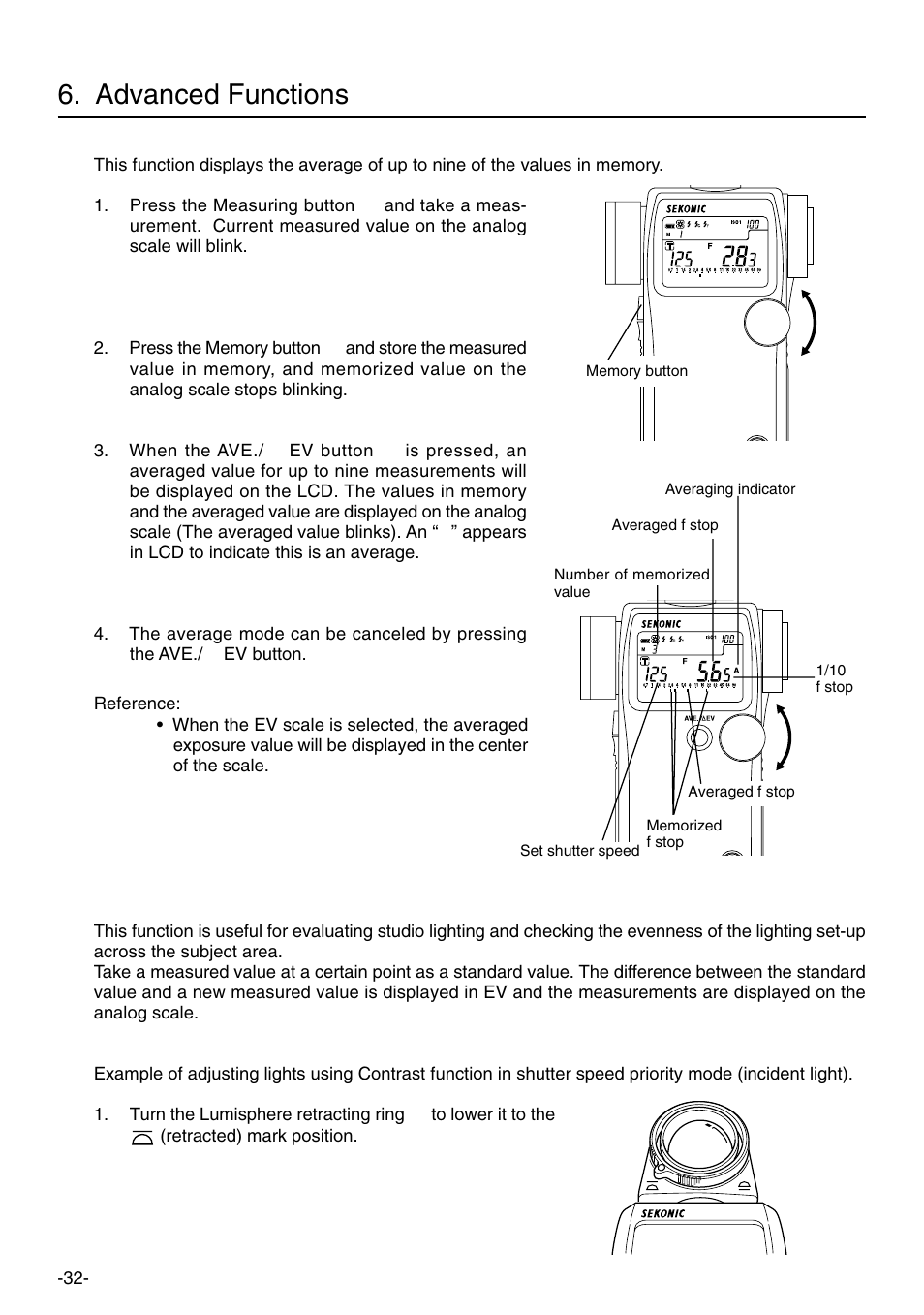 Advanced functions | Sekonic L-758DR User Manual | Page 38 / 68