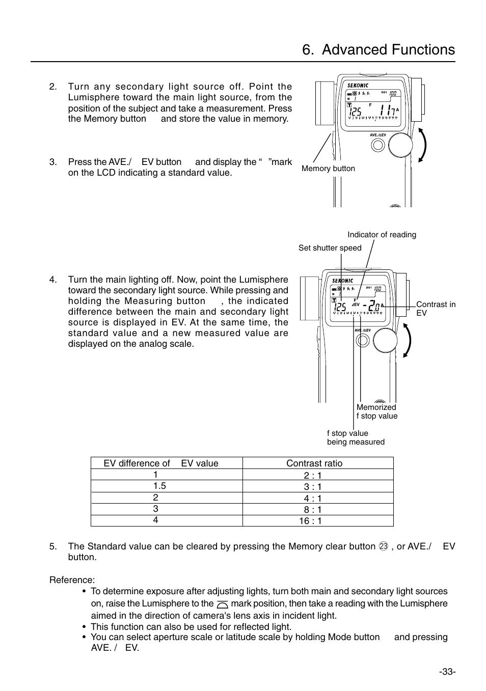 Advanced functions | Sekonic L-758DR User Manual | Page 39 / 68