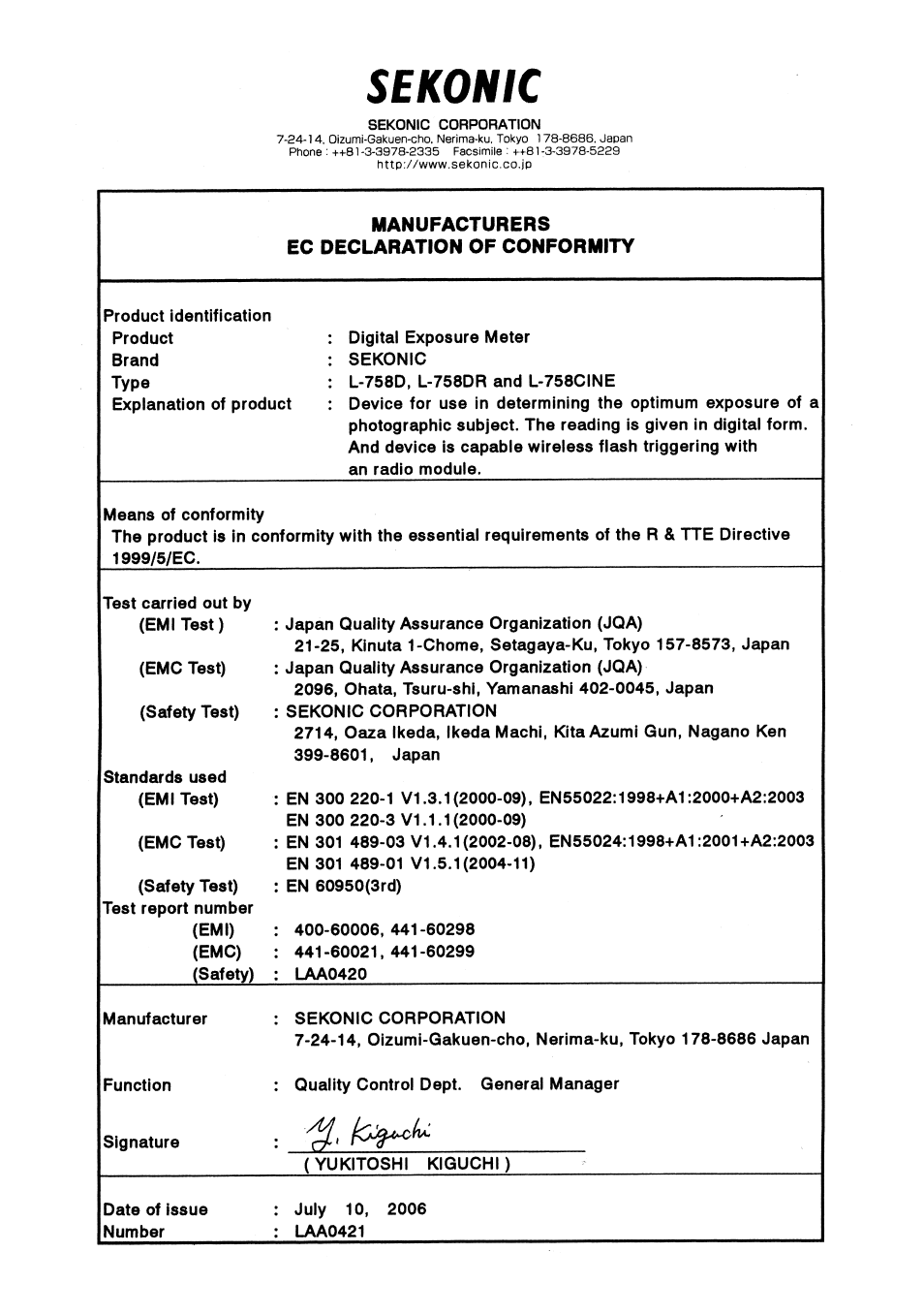 Sekonic L-758DR User Manual | Page 64 / 68