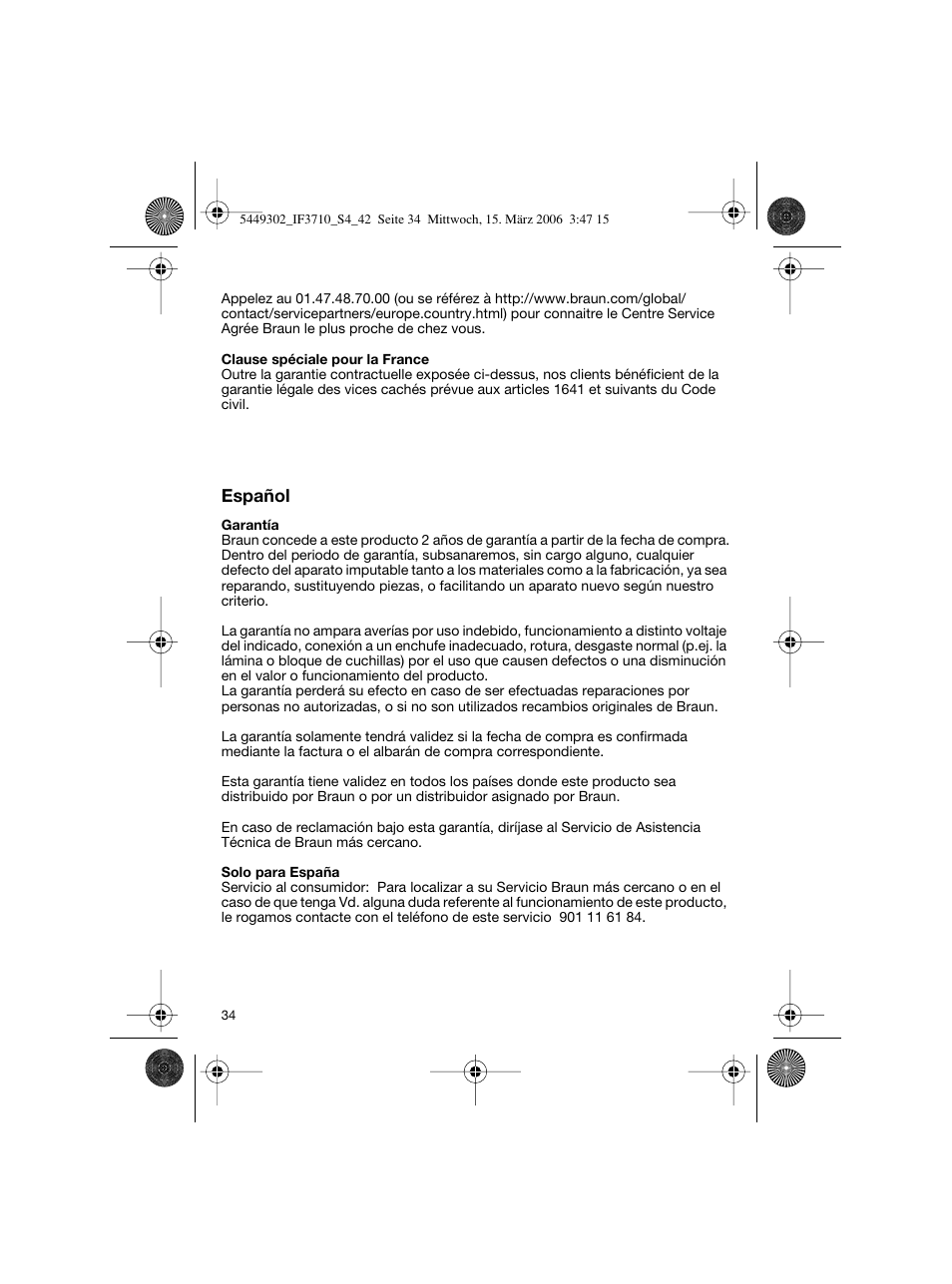 Braun 3710 User Manual | Page 34 / 41