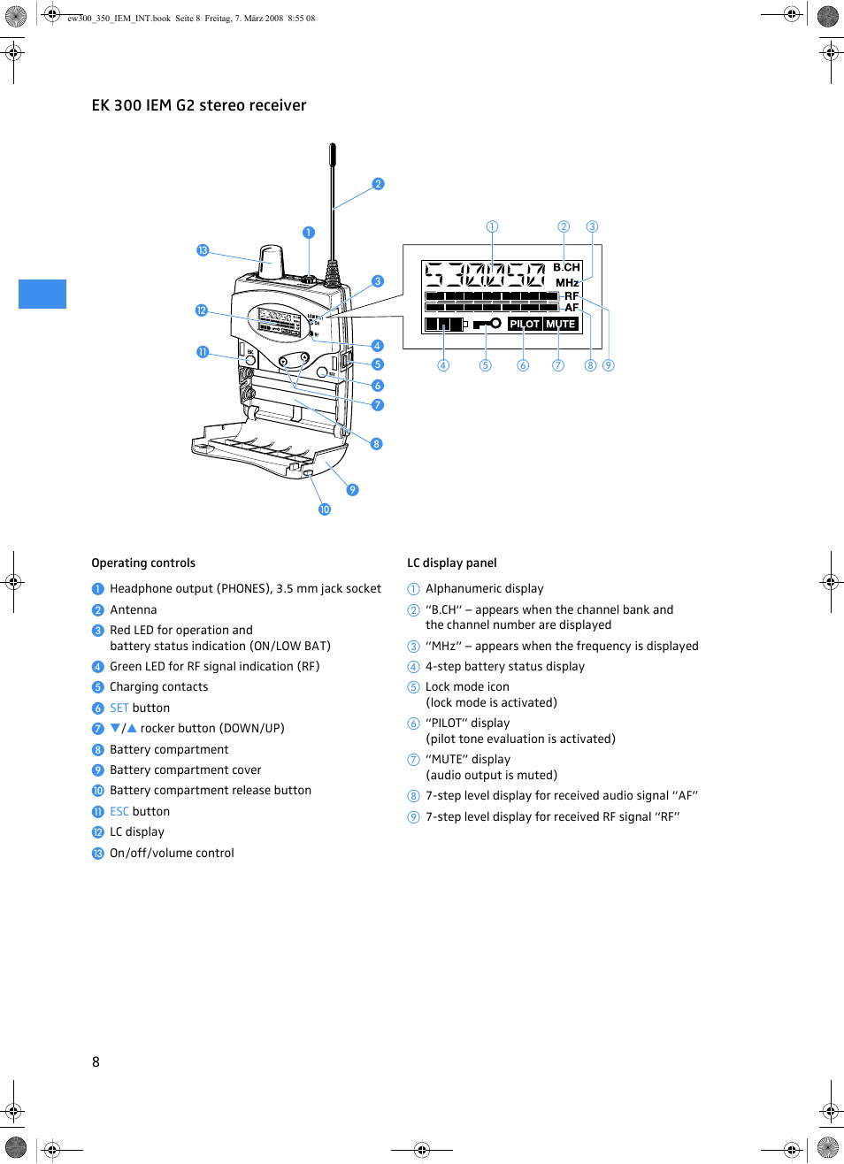 Ek 300 iem g2 stereo receiver | Sennheiser W300 IEM User Manual | Page 10 / 46