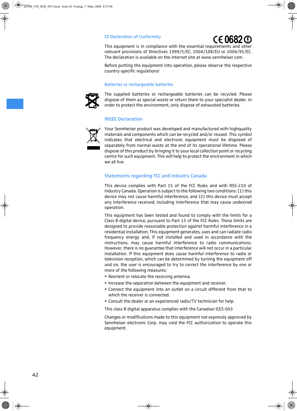 Sennheiser W300 IEM User Manual | Page 44 / 46