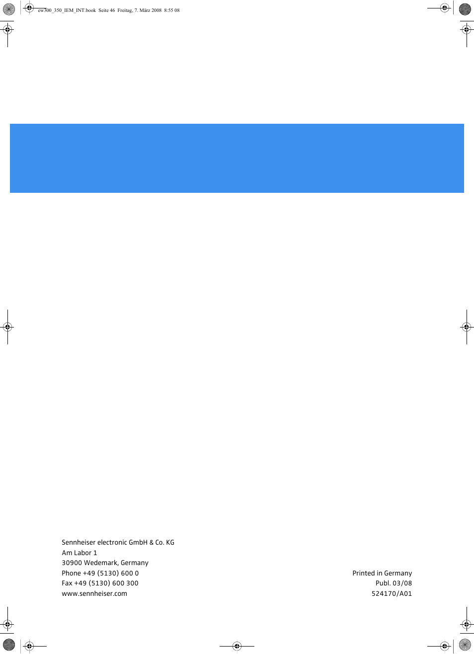 Sennheiser W300 IEM User Manual | Page 46 / 46