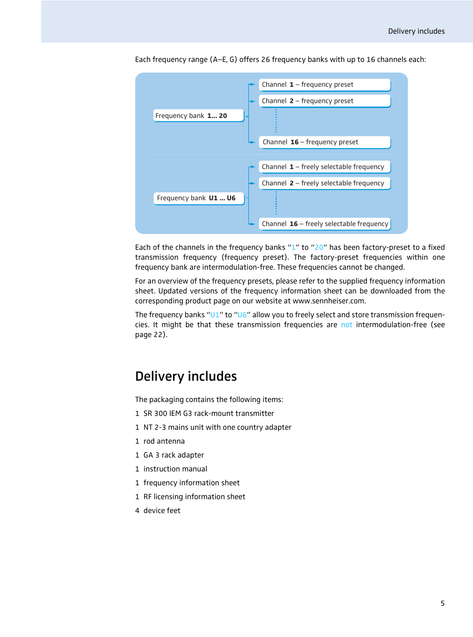 Delivery includes | Sennheiser evolution wireless SR 300 IEM User Manual | Page 7 / 30