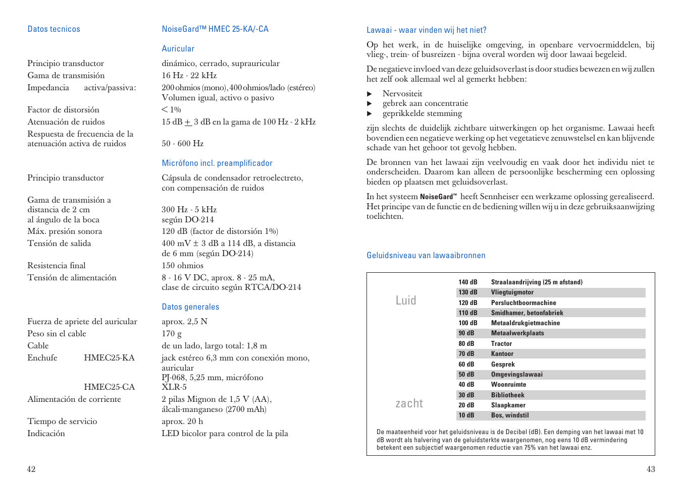 Luid zacht | Sennheiser HMEC 25-KA User Manual | Page 22 / 27