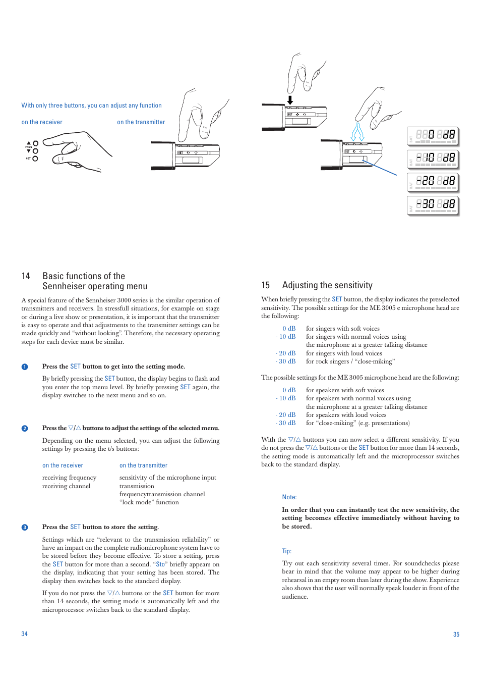 15 adjusting the sensitivity | Sennheiser SKM 3072-U User Manual | Page 7 / 11