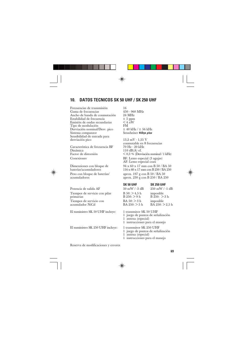 Sennheiser SK 250 User Manual | Page 12 / 20
