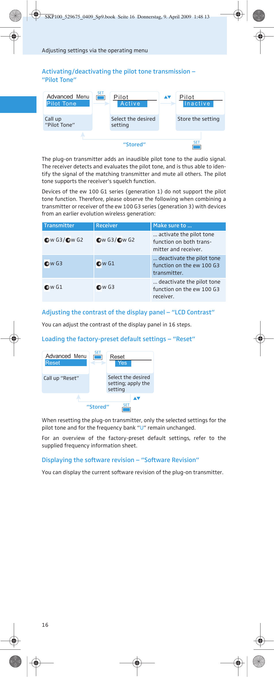 Sennheiser EVOLUTIONWIRELESS SKP 100 User Manual | Page 17 / 24