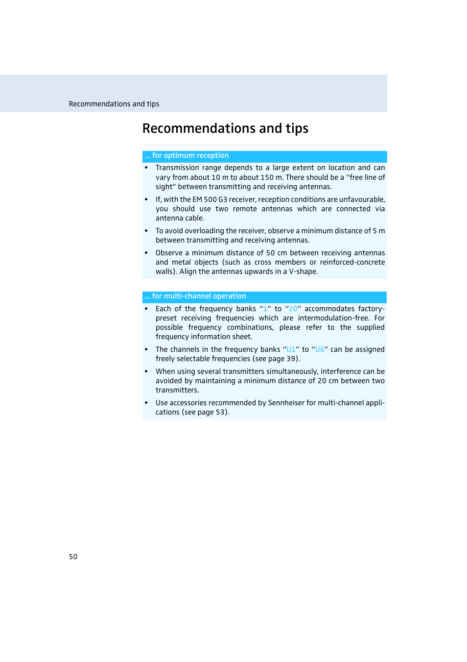 Recommendations and tips | Sennheiser EM500 User Manual | Page 51 / 64